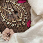 Elegant 2 Layer Aqua Green AD Stone Short Neckpiece-Tear drop-G12835